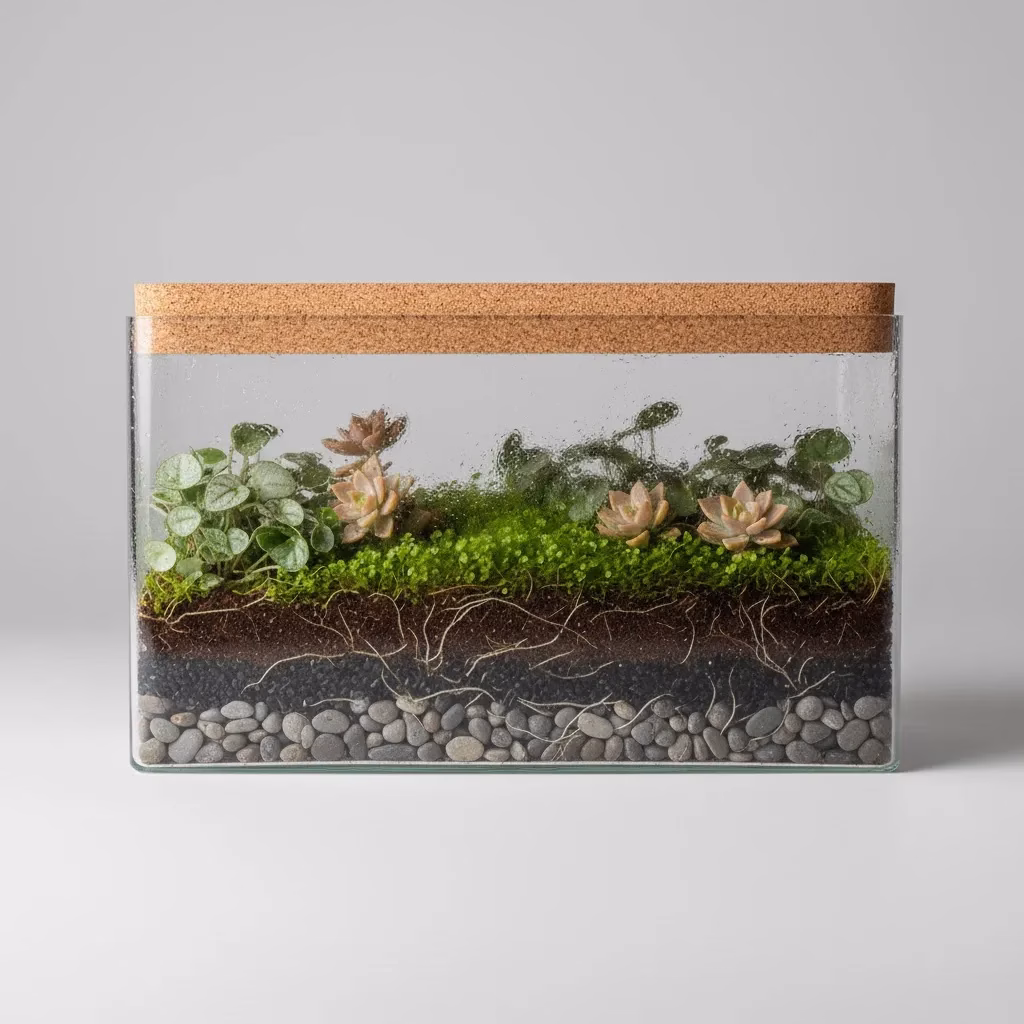Biosfera Rettangolare - Eleganza Minimalista ed Ecosistema Autonomo